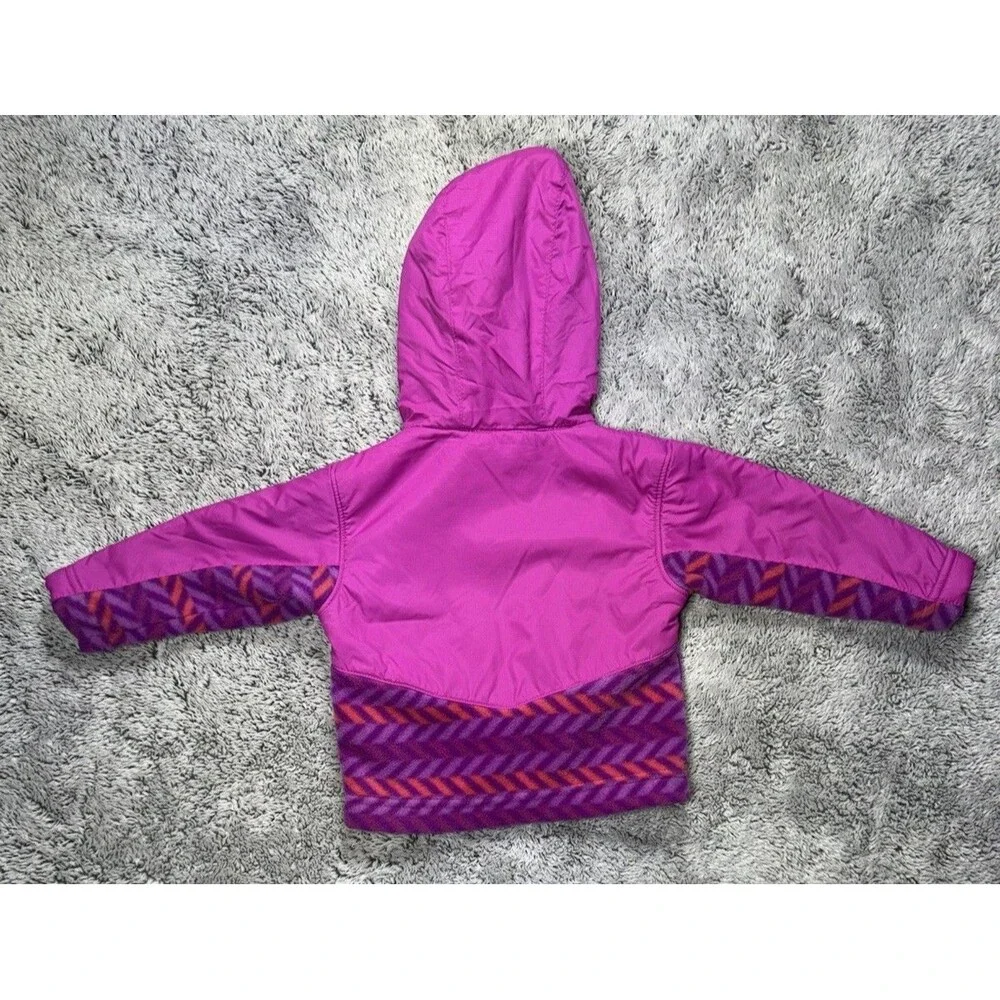 Infant Columbia Jacket Steens Mt Overlay Hooded Fleece 6-12 M Baby Girl Purple